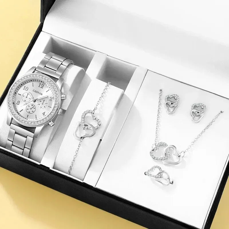 Luxury Set Watch, Ring, Necklace, Earring, and Bracelet